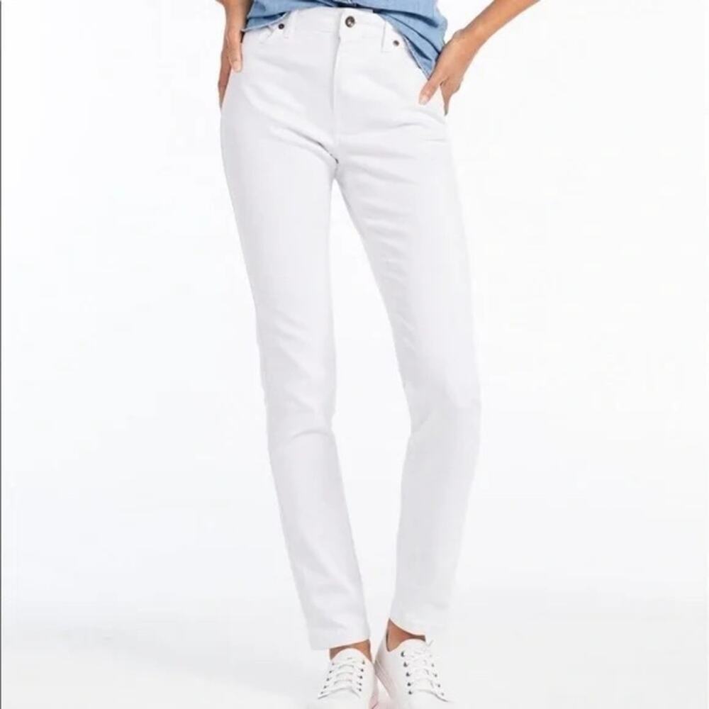 L.L. Bean White Denim Classic Fit High Waist  Jeans Size 16 Coastal Nautical